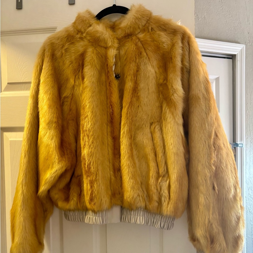 Urban outfitters Faux Fur Jacket in Mustard Yellow